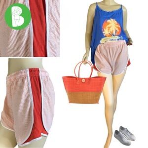 SHORTIES BY LAUREN JAMES ORANGE STRIPE RETRO GYM SHORTS (M)